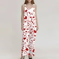 thumbnail image 3 of Fgvctg Valentine's Day Overalls for Women Wide Leg Pant Adjustable Overalls Love Heart Print Sleeveless Spaghetti Straps Jumpsuit Romper Bib Overalls Loose Sprimg Pants With Pockets Red XL, 3 of 4