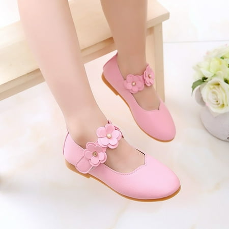 

TMOYZQ Toddler/Girls Dress Shoes丨Mary Jane Solid Flowers Princess Shoes 丨Wedding Party Bridesmaids Shoes丨Glitter Princess Ballet Flats for Kid Toddler Leather Shoes Sandals