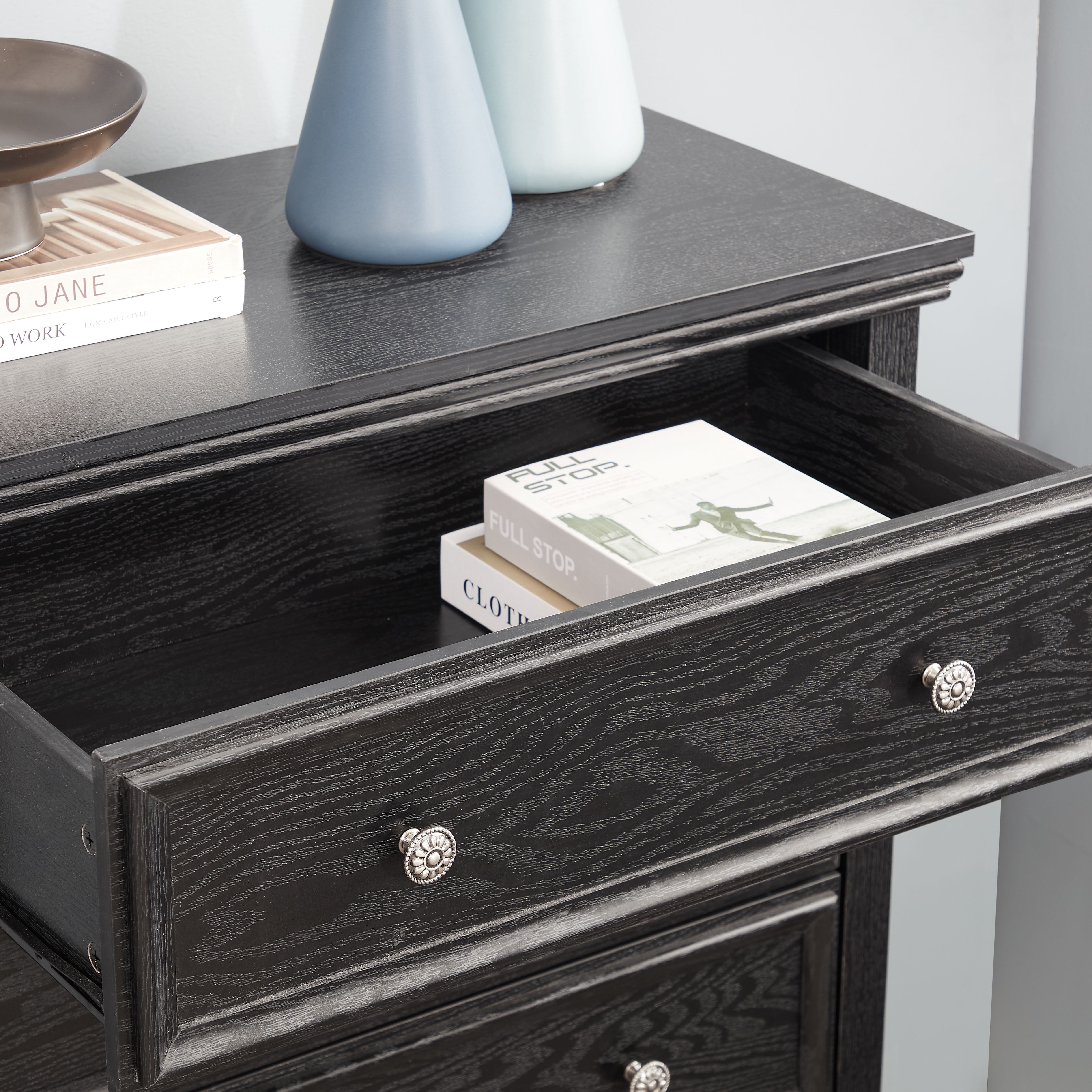 Modern Farmhouse 5 Drawer Dresser Chests, Dressers for Bedroom, Wood Rustic Tall Chest of Drawers Closet Organizer & Storage Clothes for Living Room, Hallway