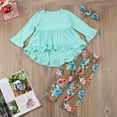 thumbnail image 4 of Douhoow Little Girls 2PCS Outfit Set Medium Sleeve Ruffle Round Neck Top Floral Elastic Band Pants, 4 of 7