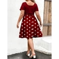 thumbnail image 4 of WTOBBY Trendy Plus Size Office Dress, Professional Short Sleeve Round Neck Waist-Defining Floral Print for Work Events Conferences and Business Casual,Red 3XL, 4 of 5