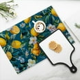 thumbnail image 4 of BaHomeck placemats Set of 4 rectangle Linen Cotton Placemats for Dining Table Washable Heat Resistant,18*12inch,Lemons And White Flowers On Dark Blue Background, 4 of 4