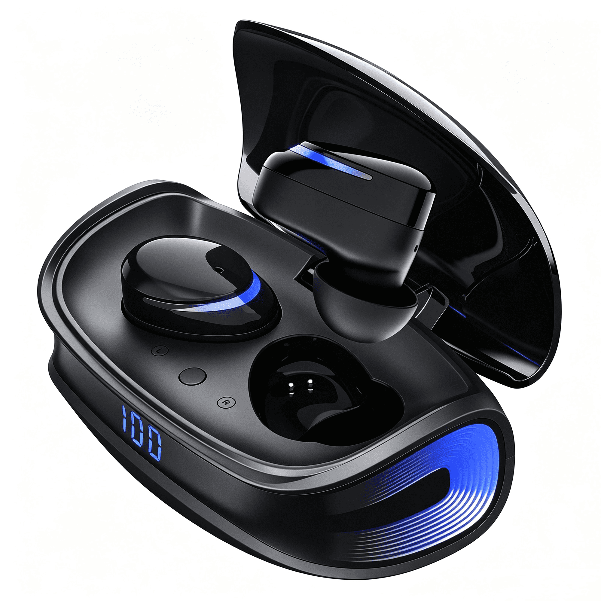 Wireless Earbuds with Noise Cancelling,LED Case in Ear Earphones Bluetooth ,60Hrs with IPX8 Waterproof, Hi-Fi Stereo Bass,Touch Control for Sports/Workout