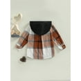 thumbnail image 4 of Bagilaanoe Toddler Baby Boys Girls Long Sleeve Hooded Coat Button Down Hooded Plaid Shirt Hoodie Jacket Tops 1T 2T 3T 4T 5T 6T Outwear Fall Winter Clothes, 4 of 8