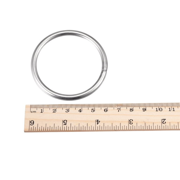 Uxcell 201 Stainless Steel O Ring - 60mm Outer Diameter, 6mm Thickness, Welded Round Rings (2pcs) For Hanging, Crafts & DIY