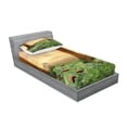 thumbnail image 2 of Ambesonne Nature Fitted Sheet & Pillow Sham Set, Enchanted Woods Sunset, Twinxl, Multicolor, 2 of 2