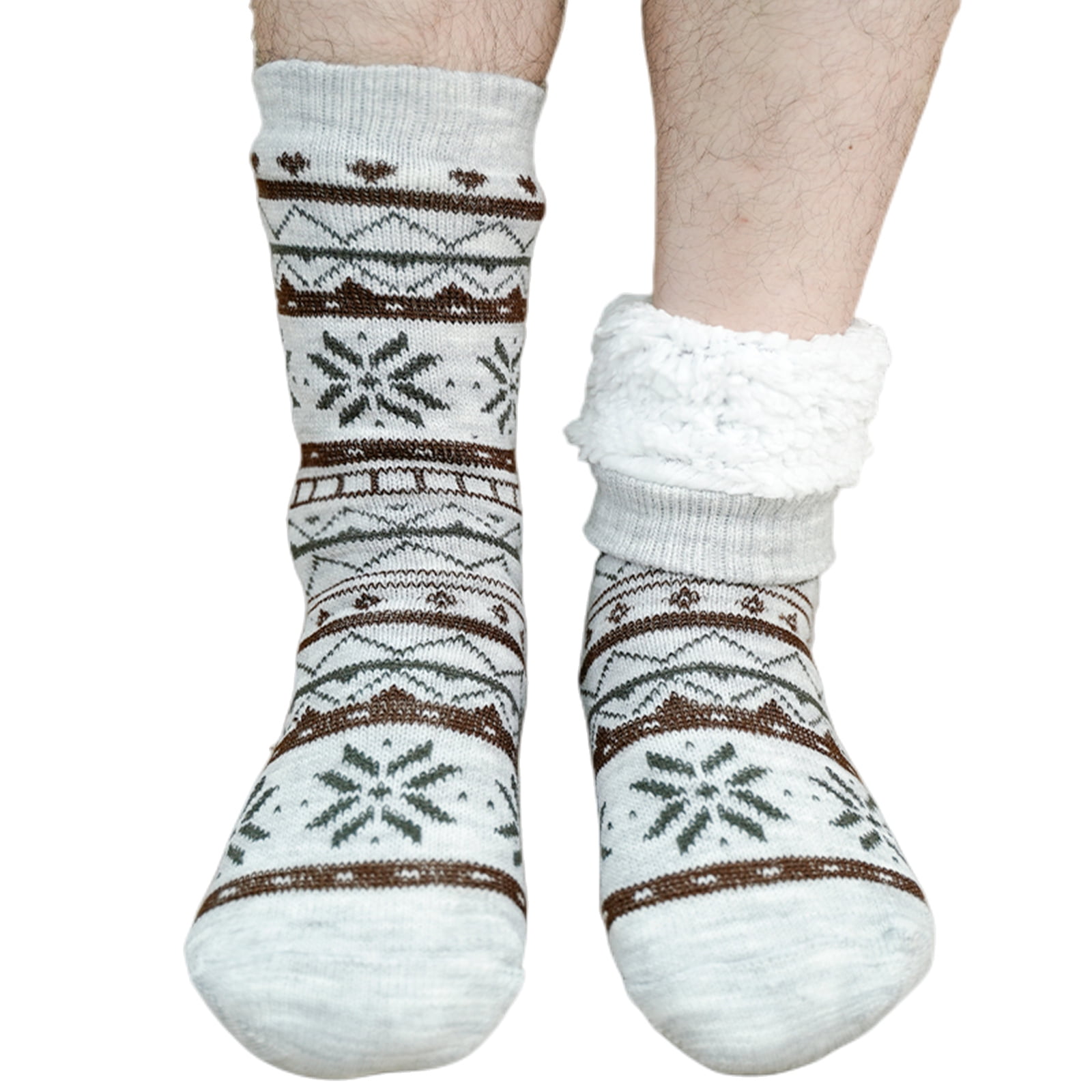 Men's Slipper Socks with Grips Non Slip Soft Fuzzy Cozy Fleece Lined ...