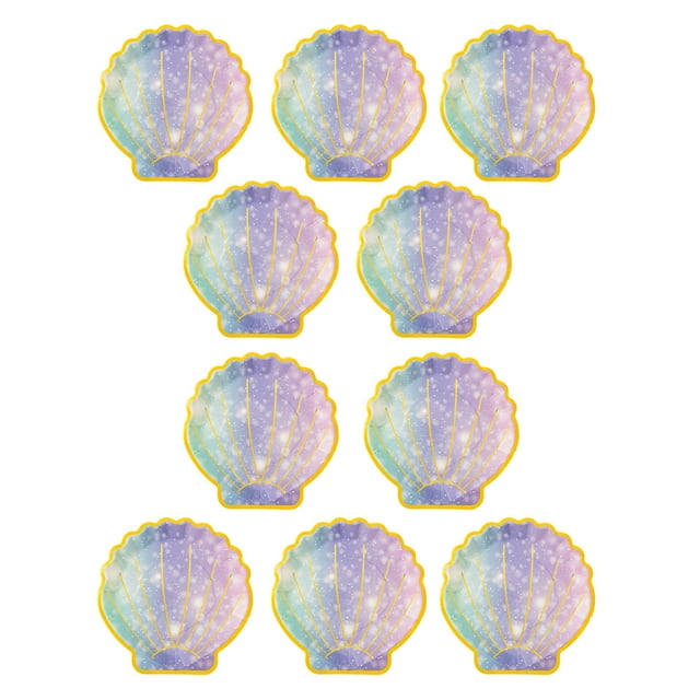 Disposable Paper Plates 9 Inch Sea Shells Design Multicolor Holiday Party Dinner Plates Set 10 Pcs