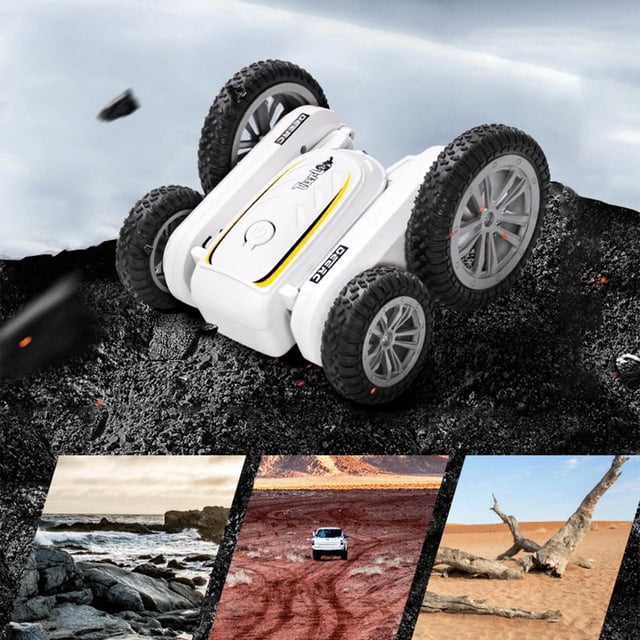 Coche de de eléctrico 4WD, vehículo de doble cara de 360 degree, juguete de camión de GHz y coche de Control o de escalada de , Blanco Baoblaze Coche acrobático RC