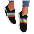 thumbnail image 3 of JINMGG Sneakers for Women Plus Clearance Women's Fashion Casual Rainbow Slip On Mesh Breathable Sport Sneakers Shoes Black 41, 3 of 6