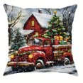 thumbnail image 3 of Funda de almohada con decoración navideña, diseño de patrón de regalo de Navidad de carruaje de coche, adecuada para la funda de cojín del sofá de la sala de estar del hogar, 3 of 5