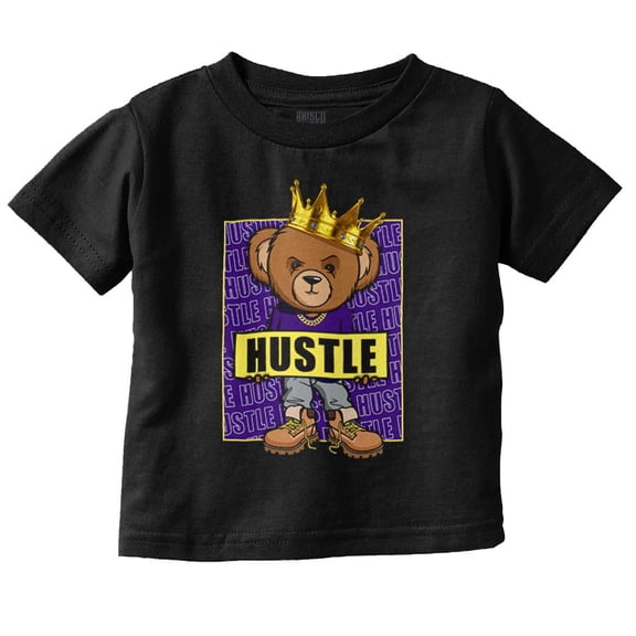 Cool Urban Hustle King Teddy Bear Toddler Boy Girl T Shirt Infant Toddler Brisco Brands 6M