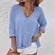 thumbnail image 1 of Ailaofu Women's V Neck Summer Tops Casual Henley Button Down T Shirts, 1 of 5