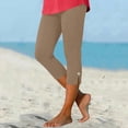 thumbnail image 2 of Garbnen Capri Leggings for Women Tights High Waisted Women Yoga Pants Zip Tummy Control Summer Beach Workout Woman Workout Pants Khaki S, 2 of 6