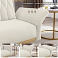 thumbnail image 3 of TTGIEET Velvet Accent Chair with Ottoman, Modern Upholstered Tufted Armchair, Comfy Single Sofa Chair Side Chair with Golden Metal Legs& Adjustable Arms for Living Reading Room Bedroom Office (Cream), 3 of 8