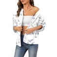 thumbnail image 3 of Sewkxo Women's Button Down Shirts 3/4 Length Sleeve Tops Casual Work Shirt with Pocket,Light Gray M, 3 of 6