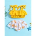 thumbnail image 4 of Infant Baby Girl Kids Two-Piece Swimsuits Cute Summer Tie-up Strap Crop Tops+Ruffle Tutu Shorts Toddlers Swimwear Beachwear 0-3Y, 4 of 10