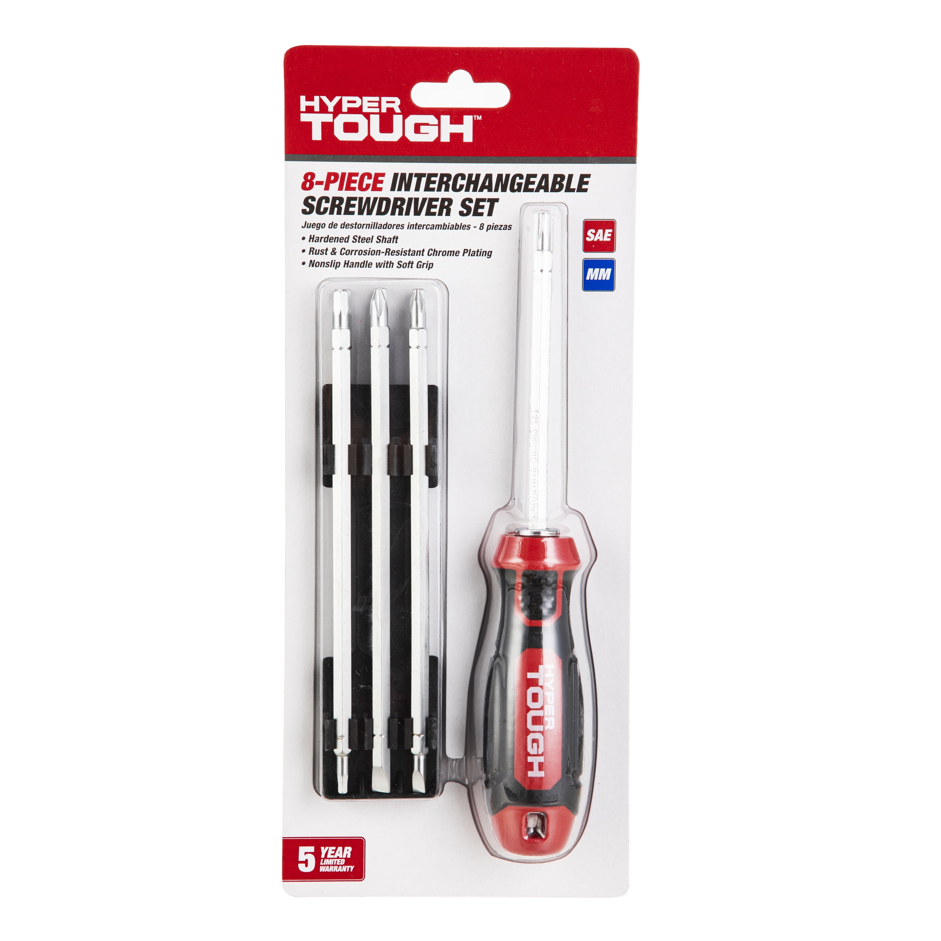Hyper Tough 8 Piece Interchangeable Slotted & Phillips Bits Screwdriver Set