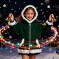 thumbnail image 4 of SonxaHe Big Girls Hoodies Christmas Zip Trim Hooded Sweatshirt with Pockets Warm Soft Cozy Outdoor Hoodies Green,Sized 7-8, 4 of 6