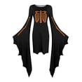 thumbnail image 3 of Vestido de disfraz de esqueleto gótico para mujer con mangas de alas de murciélago para fiestas de Halloween y eventos de cosplay, 3 of 4