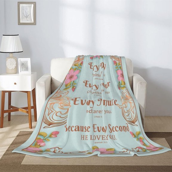 Healing Throw Blanket with Inspirational Thoughts and Prayers - Religious Throw Blanket Inspirational Blankets and Throws Soft Cozy Plush Warm Blankets for Women Men Gift, 50x60