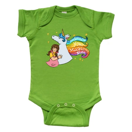 

Inktastic Embrace Your Magical Side Girl Hugging A Unicorn Gift Baby Boy or Baby Girl Bodysuit