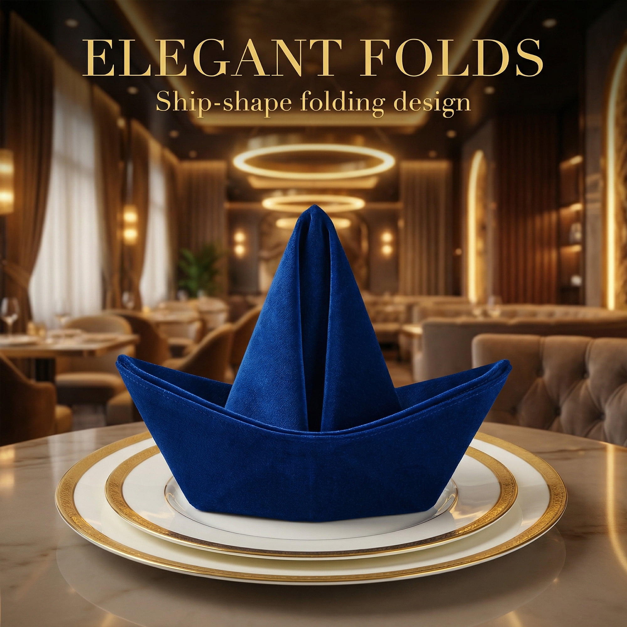 Unique Bargains 12 Pack Soft Durable Velvet Cloth Napkins for Parties Royal Blue 18"x18"