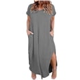 thumbnail image 2 of Neewe Robe T-Shirt Décontractée pour Femme Grande Taille à Col en V à Manches Courtes Robes Évasées Fête d'Anniversaire Été Voyage Plage avec, 2 of 5