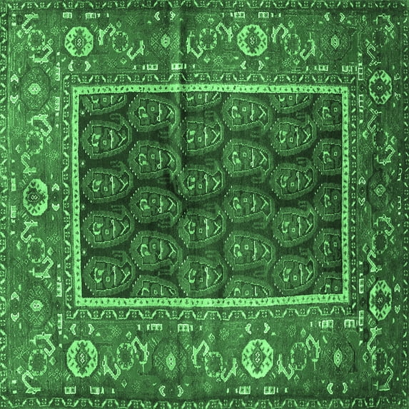 Ahgly Company Indoor Square Persian Emerald Green Traditional Area Rugs, 5' Square