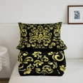 thumbnail image 5 of Black Gothic Full Bedding Set Gold Damask Floral Comforter Set Bohemian Exotic Goth Flower Bedding Comforter Sets Adults Vintage Victorian Baroque Boho Bed Set 2 Pillow Cases, 5 of 7
