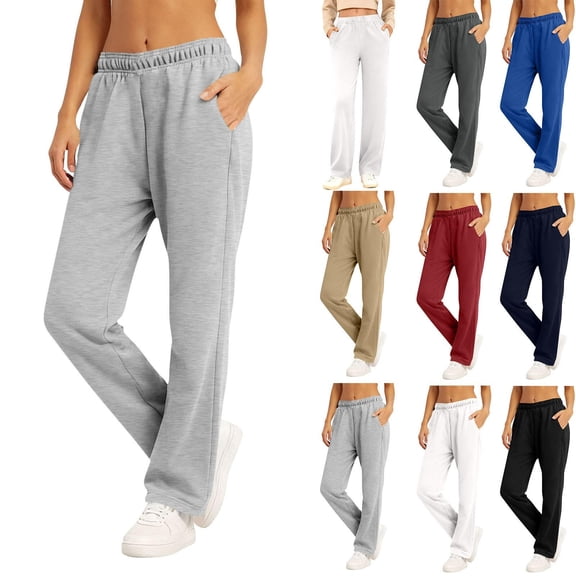 Women's Solid Color Jogger Sweatpants, Elastic Waist Slim Leg Side Pockets Casual Sports Pants, Lounge Gym Outdoor Wear | VerBelle,Black L