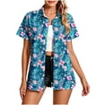 thumbnail image 5 of Juesizh Hawaiian Shirts for Women Plus Size Summer Tops Trendy Casual Button Down Casual Print T Shirts, S-5XL, 5 of 6