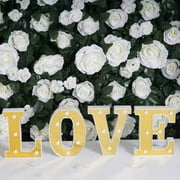 Efavormart 6 3D Gold Marquee Letters 5 LED Light Up Letters Warm White LED Letter Lights - E