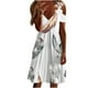 thumbnail image 1 of Vestido de hombro descubierto de encaje con cuello en V de manga corta con estampado de espalda para adelgazar informal para mujer Fridja qw6183, 1 of 5