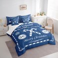 thumbnail image 3 of Manfei Merry Christmas Bedding Comforter Set 7 Pieces for Kids, Xmas Sled Queen Bedding Sets, Blue White Candy Canes Super Cozy Room Decor, 3 of 8