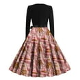 Christmas Dresses for Women Long Sleeve Hepburn Dresses Floral Xmas