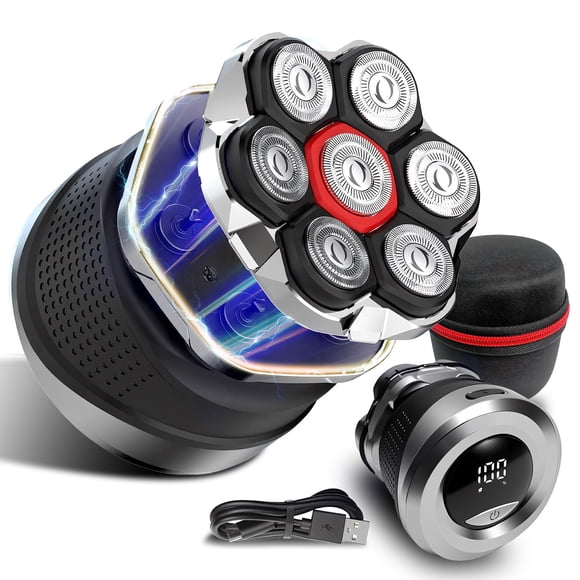 Afeitadora eléctrica rotativa Ordele 7D impermeable con pantalla LED