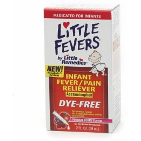 Little Remedies Infant Fever/Pain Reliever Liquid Dye-Free Natural Berry Flavor 2 oz (Pack of