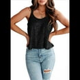 thumbnail image 2 of Camisola Sin Mangas con Lentejuelas para Mujer, Camisetas Sin Mangas, Camisetas Brillantes, Color Negro, Talla L, 2 of 7