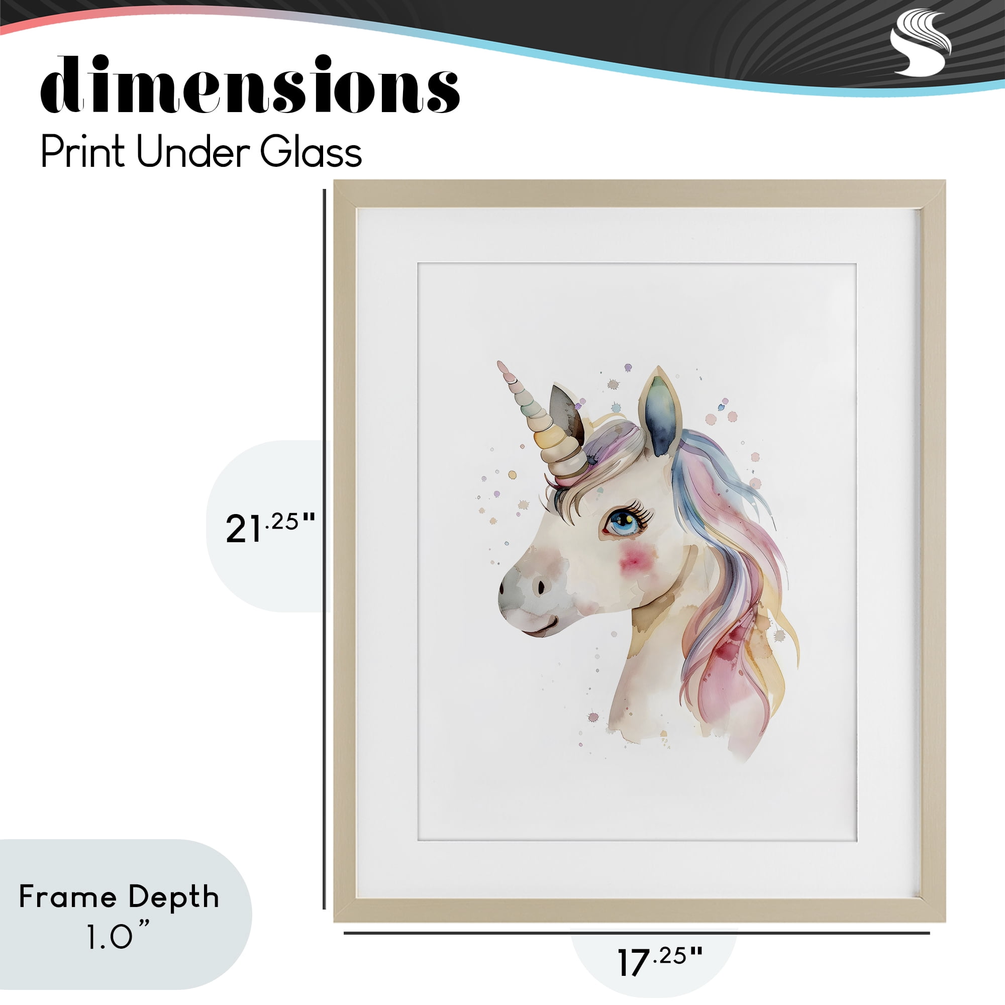 Stupell Industries Dreamy Pastel Unicorn Birch Framed Print Under Glass, design by LSR Design Studio