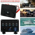 thumbnail image 3 of Blue LED 5 Gang Toggle Rocker Switch Panel with USB for Car Boat Marine RV Truck, 3 of 12