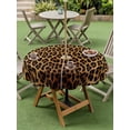 thumbnail image 2 of Round Outdoor Tablecloth With Umbrella Hole And Zipper– Brown Retro Leopard Print Waterproof Patio Table Cover for Party, Picnic, Backyard, 50" Dia. , Abstract Animal Texture, 2 of 8