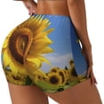 thumbnail image 2 of Kdxio Sky Golden Sunflower Field A Print Workout Shorts for Women Seamless Soft Smooth Gym Yoga Scrunch Active Shorts, 2 of 5