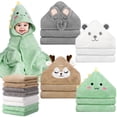 thumbnail image 1 of Juego de toallas de baño para bebés CandyHome, 12 piezas con toallas con capucha para animales, 1 of 7