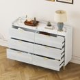 thumbnail image 2 of 6 Drawer Dresser with Marbling Worktop, Mordern Storage Cabinet with Metal Leg and Handle, Large Wooden Storage Dressers  and Chests of Drawers for Living Room, Entryway, White, 2 of 8