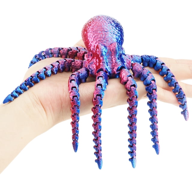 Figura de pulpo articulada impresa en 3D Maxdecoer azul y morado