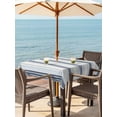 thumbnail image 4 of Square Outdoor Tablecloth with Umbrella Hole Blue Beige Outside Table Cloth Waterproof Patio Table Cover Modern Abstract Gradient Vertical Stripes Zipper Tablecloths for Picnic Camping 60x60 Inch, 4 of 8