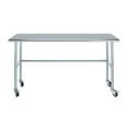 thumbnail image 3 of AmGood 72" Long x 18" Deep Stainless Steel Work Table With Open Base and Wheels | Mobile Metal Table, 3 of 9