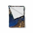 thumbnail image 2 of Landscape Soft Flannel Fleece Throw Blanket, Night Panoramic View Vecchio Bridge Florence Italy Colorful Fireworks, Cozy Plush for Indoor and Outdoor Use, 60" x 80", Yellow Navy Purple, by Ambesonne, 2 of 6