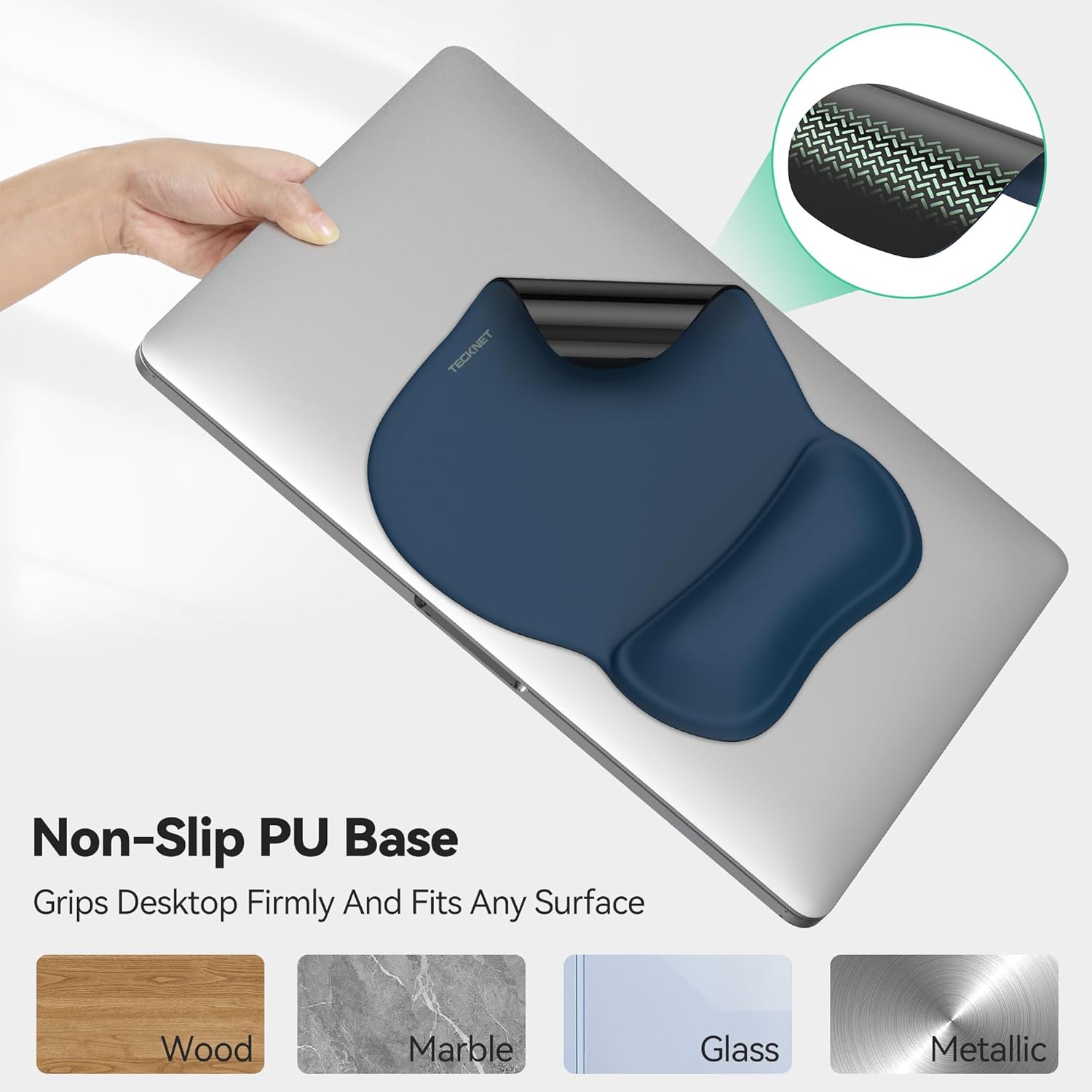 Tecknet Gel Mouse Pad with Wrist Rest Navy photo 2